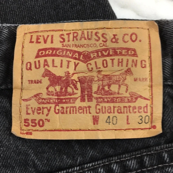 Levis 550 Jeans‎ Mens 40x30 Black Denim Relaxed Fit 100% Cotton Vintage 1999 - Picture 8 of 13
